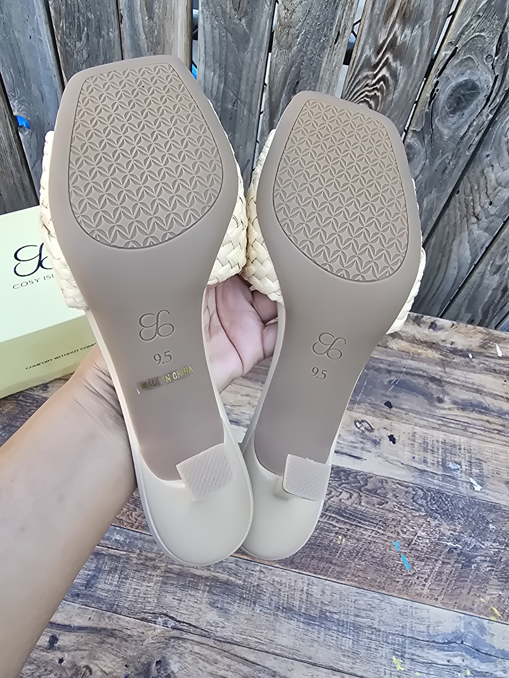 Cosy Island braided slide sandals woven straw texture and square toe Size 9.5 - Picture 12 of 12